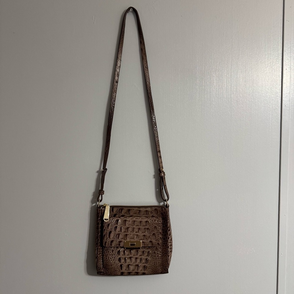 Brahmin Brown Croc Prints Crossbody Handbag